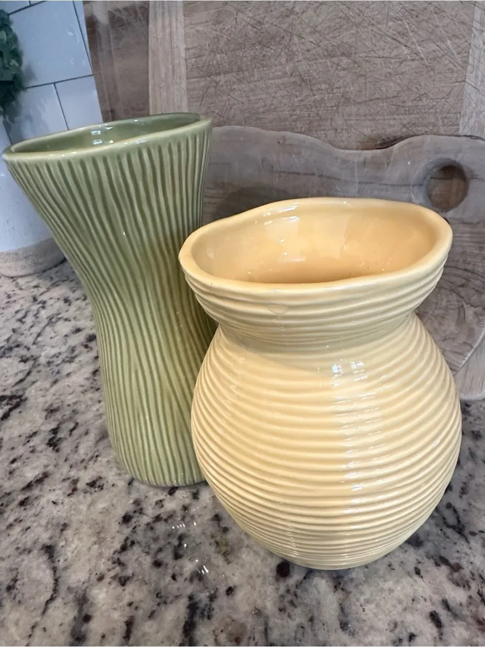 Crate & Barrel by B. Eigen Reeded Ceramic Vase Bundle